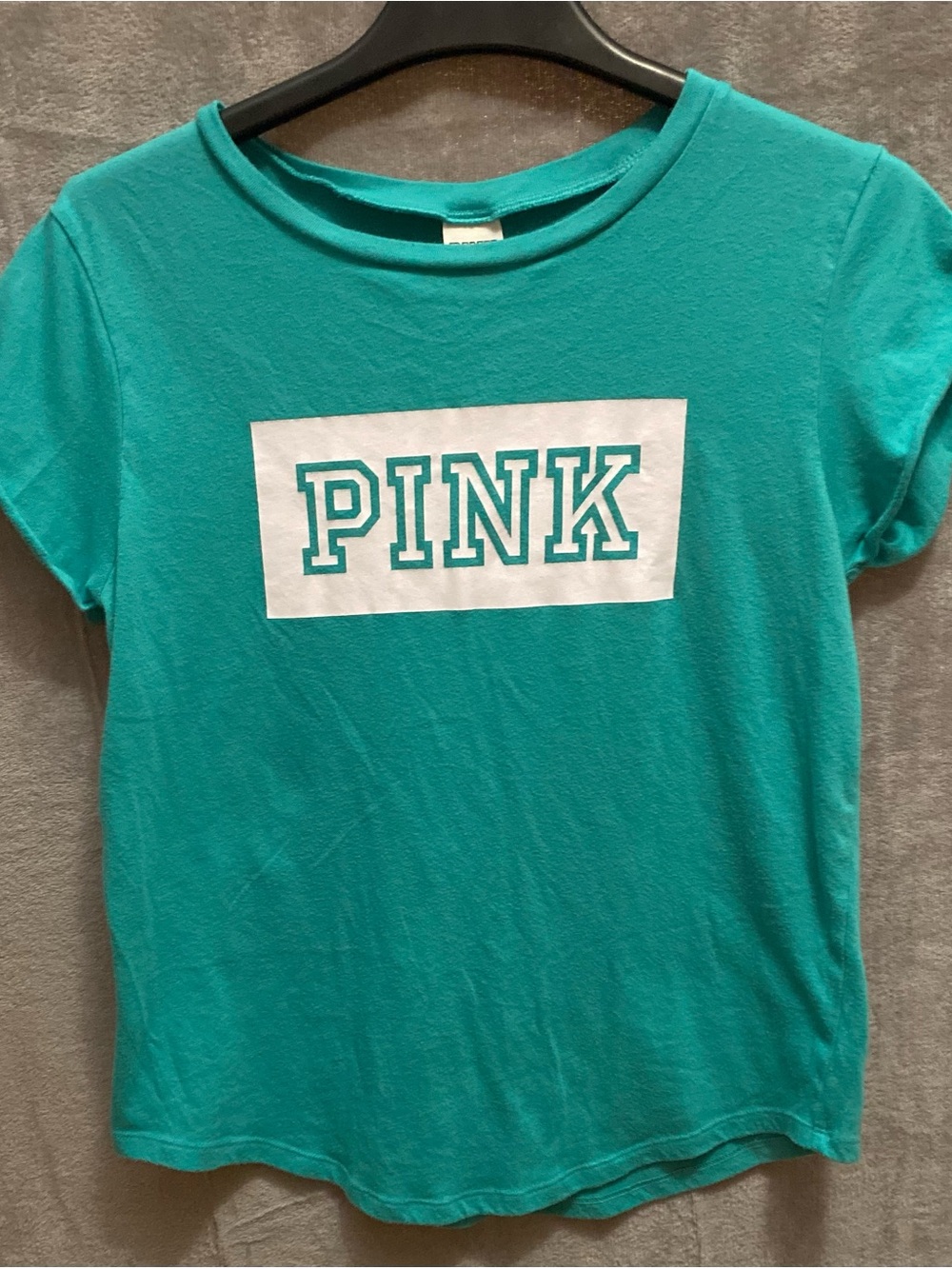 PINK Victoria's Secret Teal Logo Short Sleeve Tee